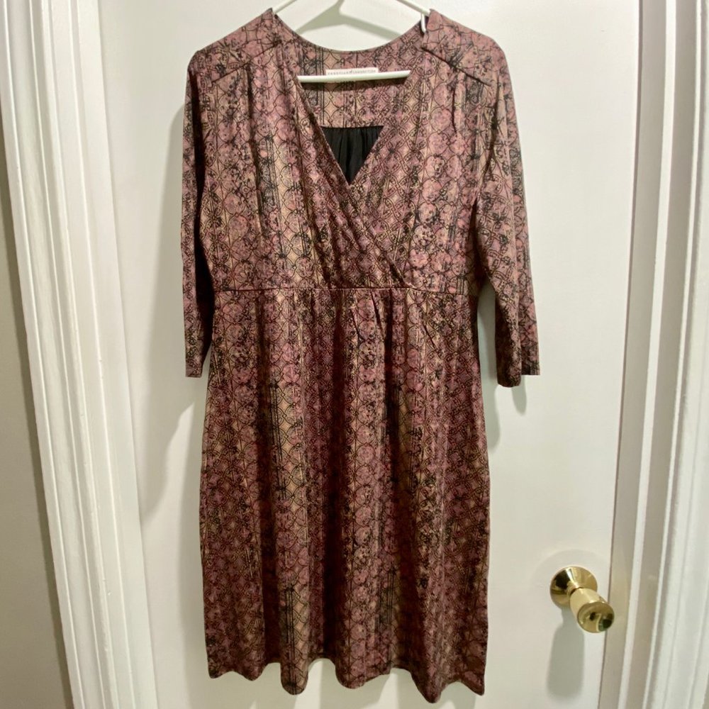 (3)  Peruvian Connection Faux Wrap Pima Cotton Modal Boho Cottagecore Work Midi…